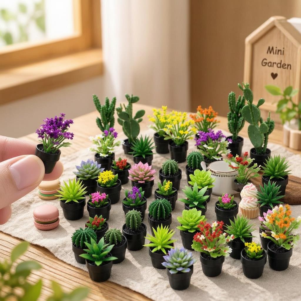 8Pcs Miniature Plastic Potted  - огляд і ціна Echeveria Succulent